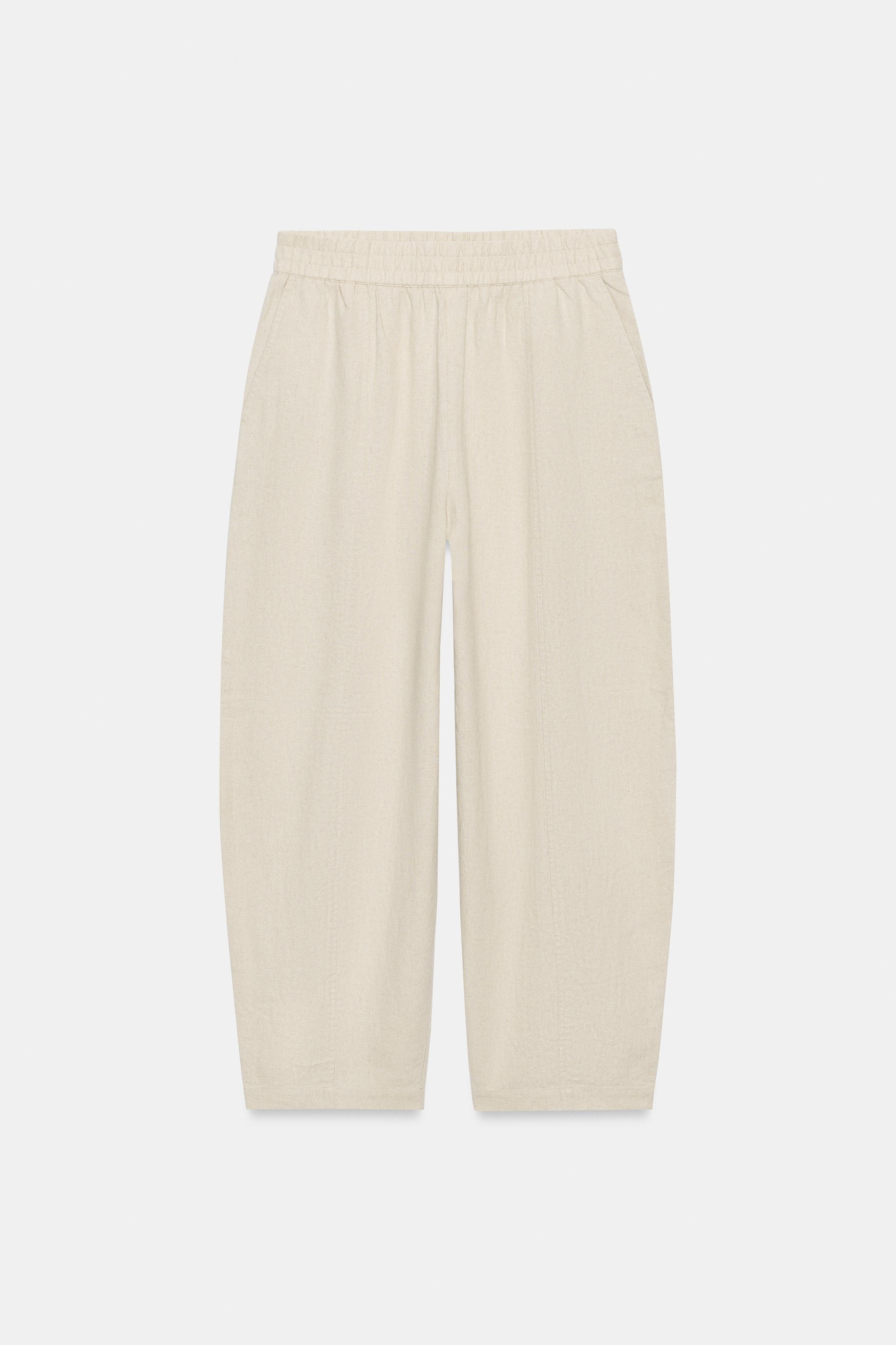 PANTALON BARREL AVEC LIN